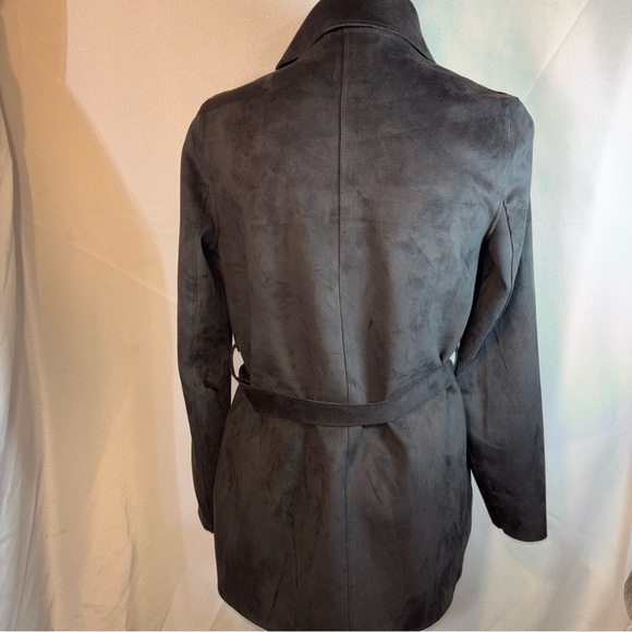 H&M Women’s Black Suede Hook Close Belted Jacket Blazer Size XS - Picture 5 of 9